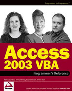 Access 2003 VBA Programmer's Reference